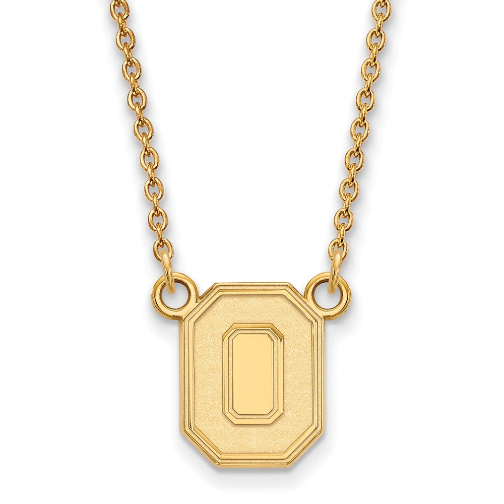 10k Yellow Gold Ohio State Small Pendant Necklace, Item N13253 by The Black Bow Jewelry Co.