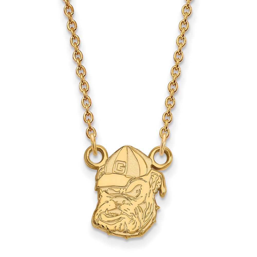 10k Yellow Gold U of Georgia Small Bulldog Pendant Necklace, Item N13258 by The Black Bow Jewelry Co.