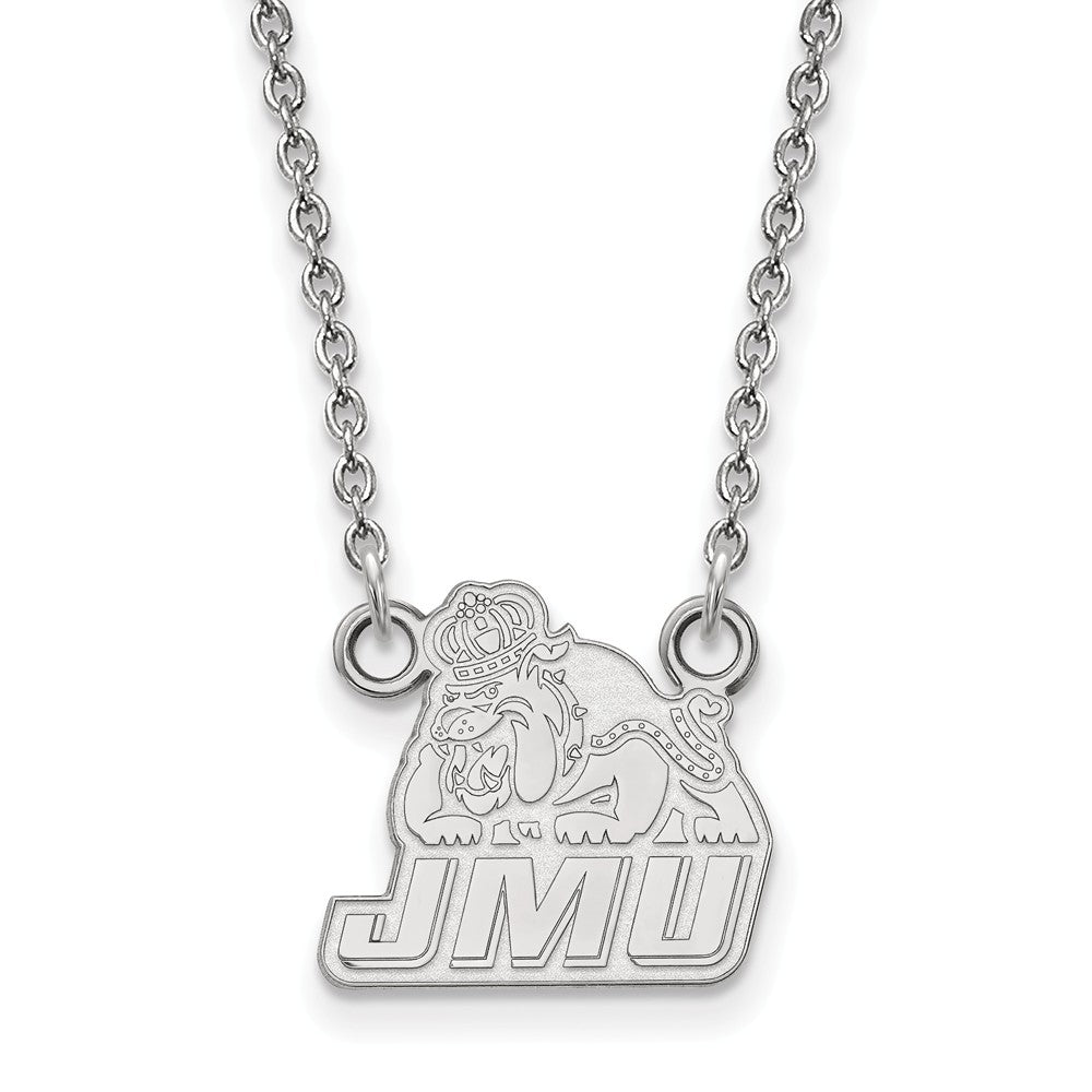 14k White Gold James Madison U Small Pendant Necklace, Item N13291 by The Black Bow Jewelry Co.