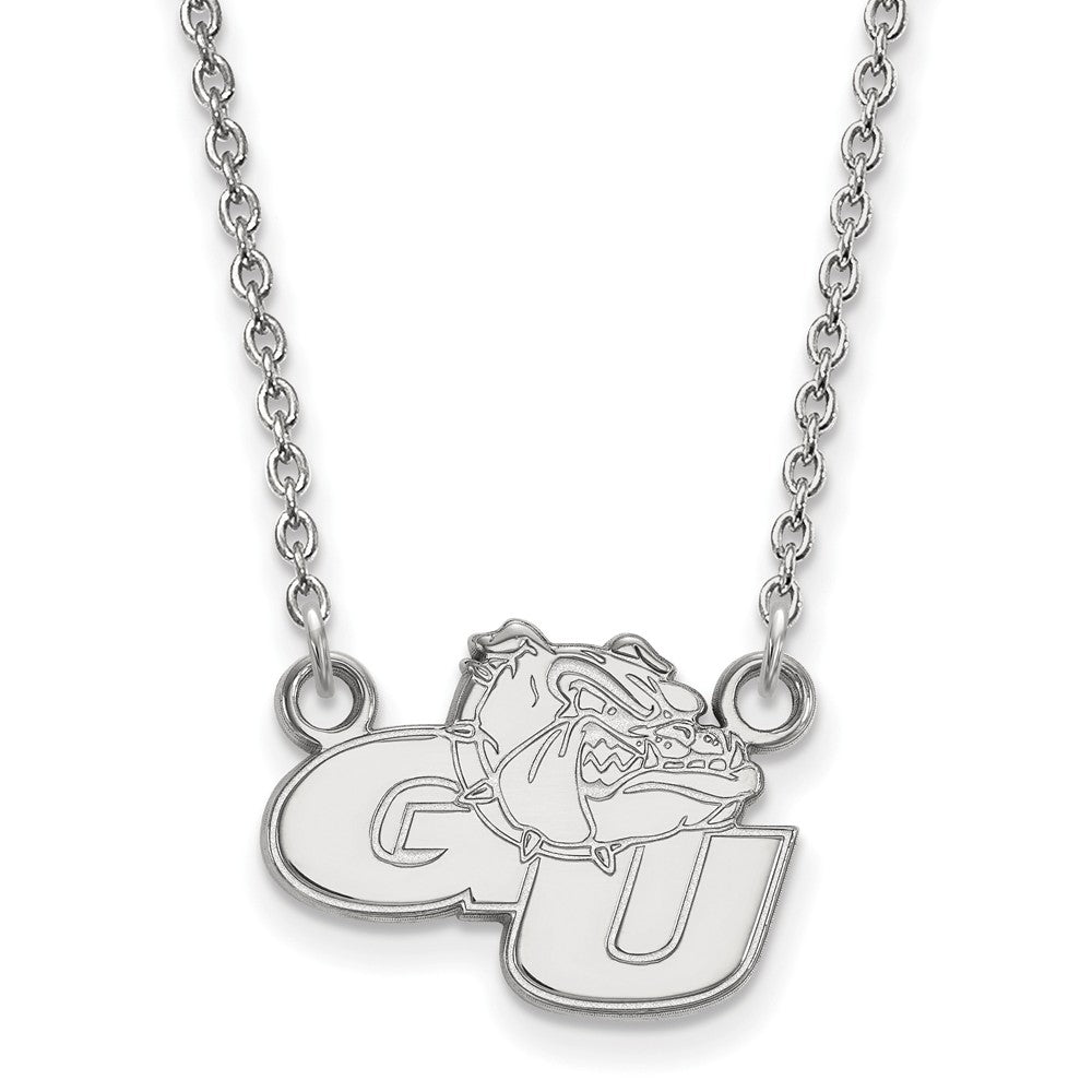 14k White Gold Gonzaga U Small Pendant Necklace, Item N13302 by The Black Bow Jewelry Co.