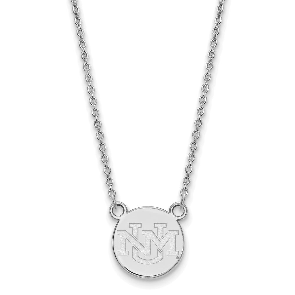 14k White Gold U of New Mexico Small Pendant Necklace, Item N13315 by The Black Bow Jewelry Co.