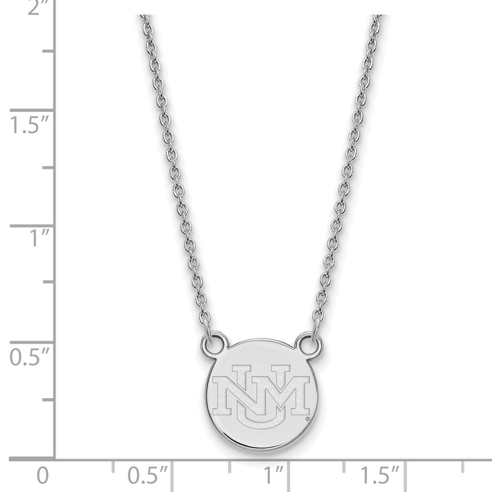 Alternate view of the 14k White Gold U of New Mexico Small Pendant Necklace by The Black Bow Jewelry Co.