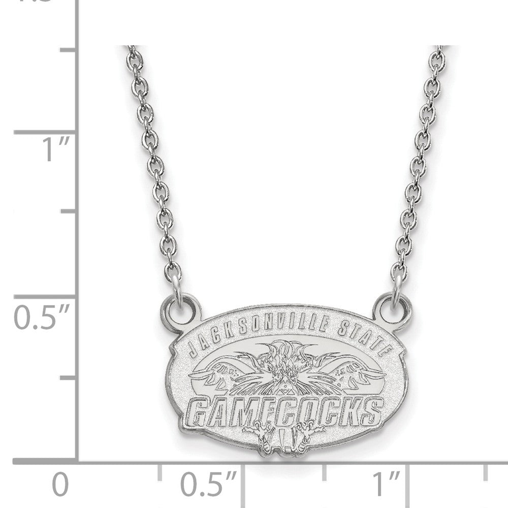 Alternate view of the 14k White Gold Jacksonville State Small Pendant Necklace by The Black Bow Jewelry Co.