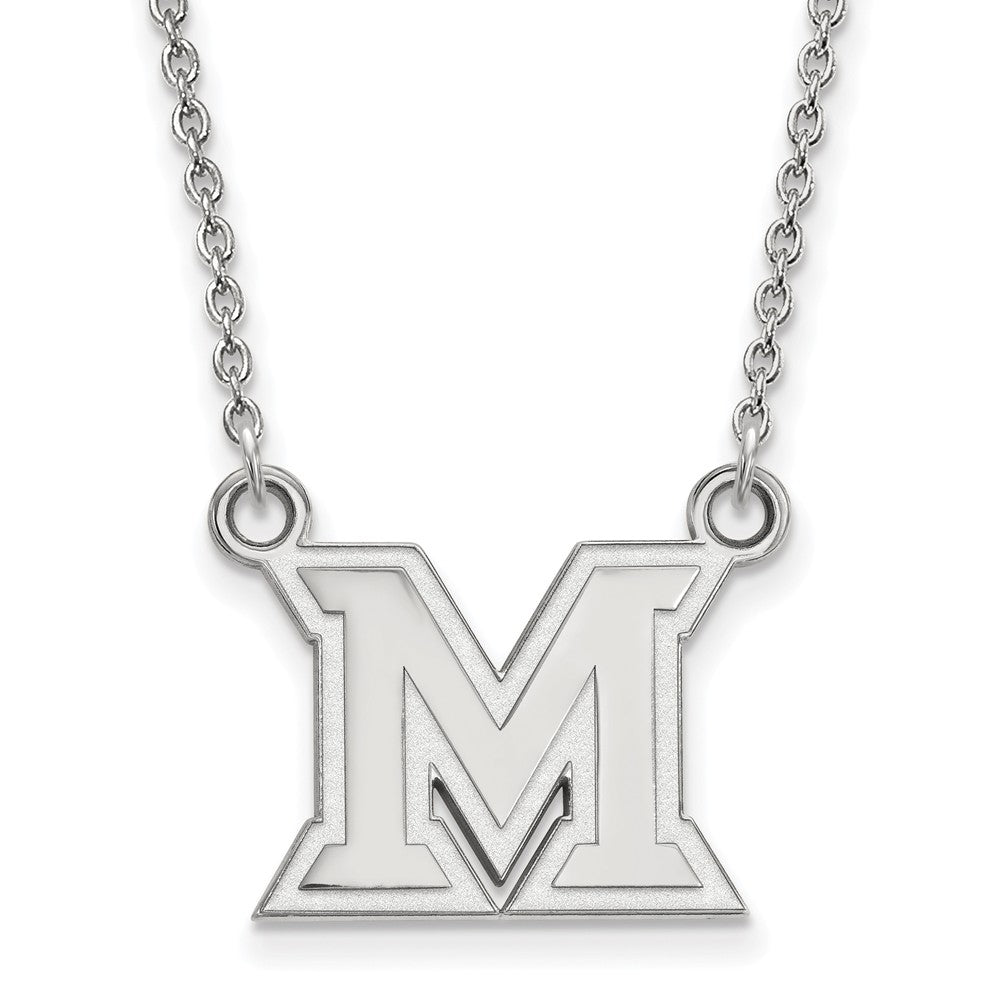 14k White Gold Miami U Small Initial M Pendant Necklace, Item N13351 by The Black Bow Jewelry Co.