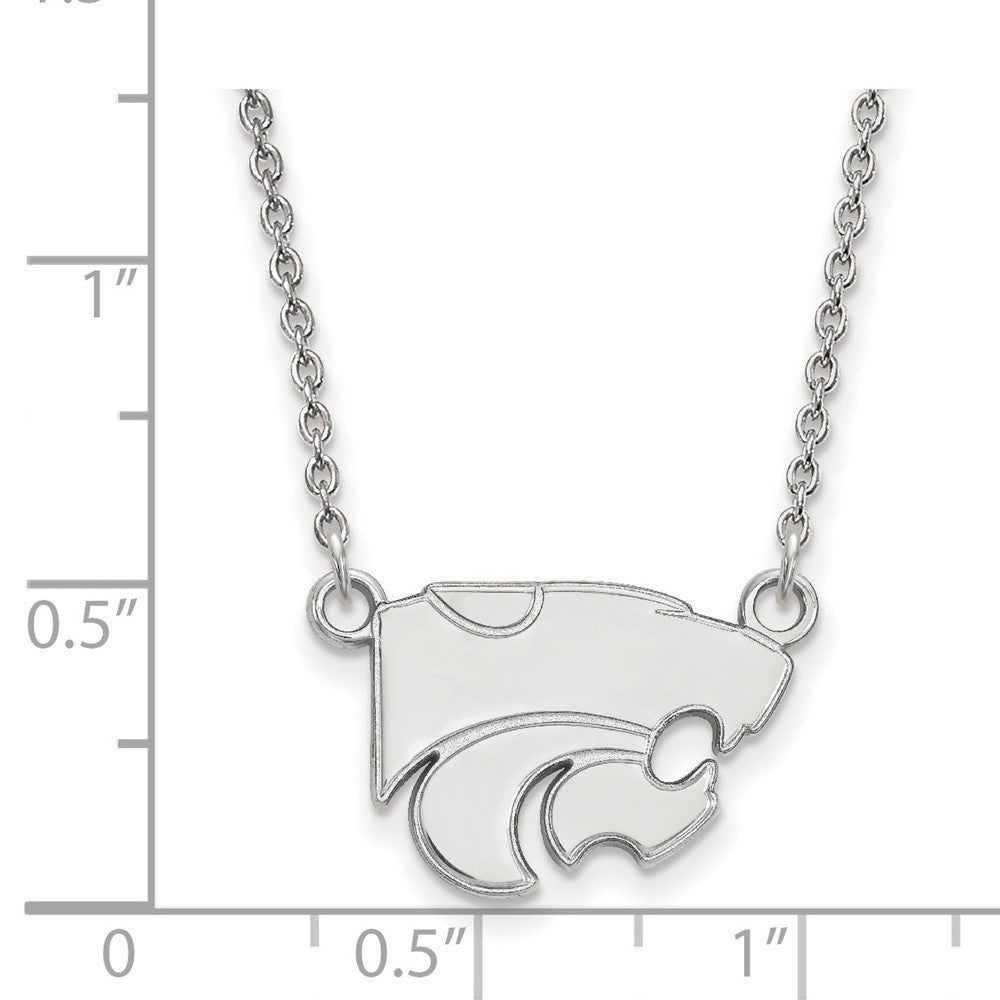Alternate view of the 14k White Gold Kansas State Small Wildcat Pendant Necklace by The Black Bow Jewelry Co.
