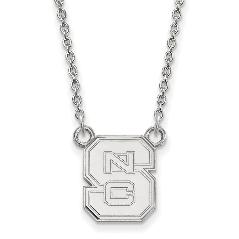 14k White Gold North Carolina Small &#39;NCS&#39; Pendant Necklace, Item N13390 by The Black Bow Jewelry Co.