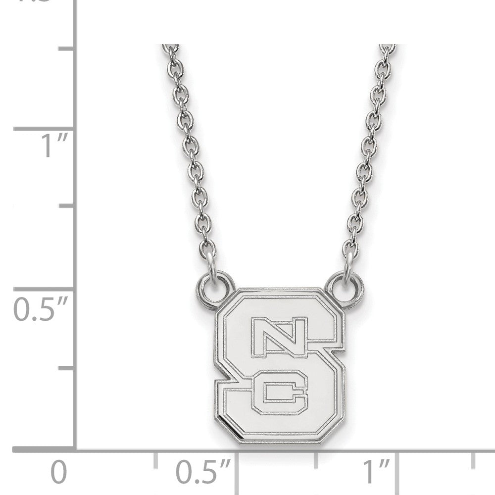 Alternate view of the 14k White Gold North Carolina Small &#39;NCS&#39; Pendant Necklace by The Black Bow Jewelry Co.