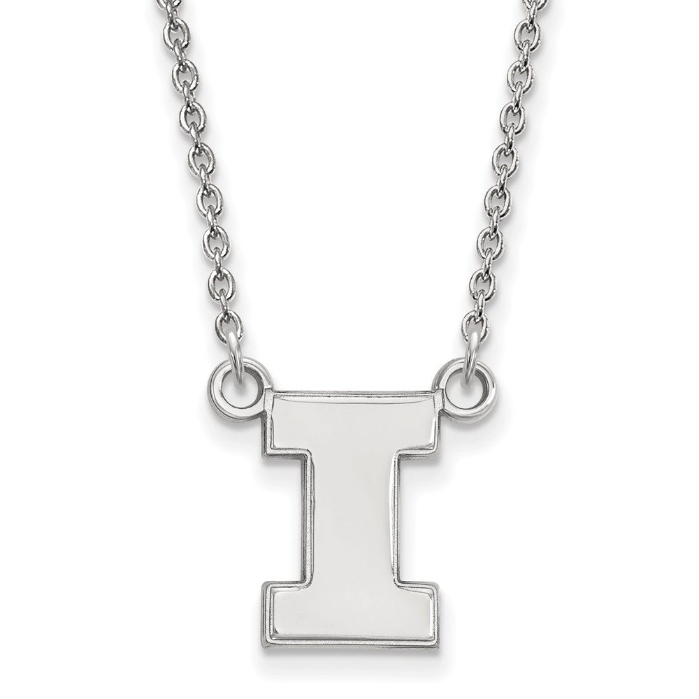 14k White Gold U of Illinois Small Initial I Pendant Necklace, Item N13397 by The Black Bow Jewelry Co.