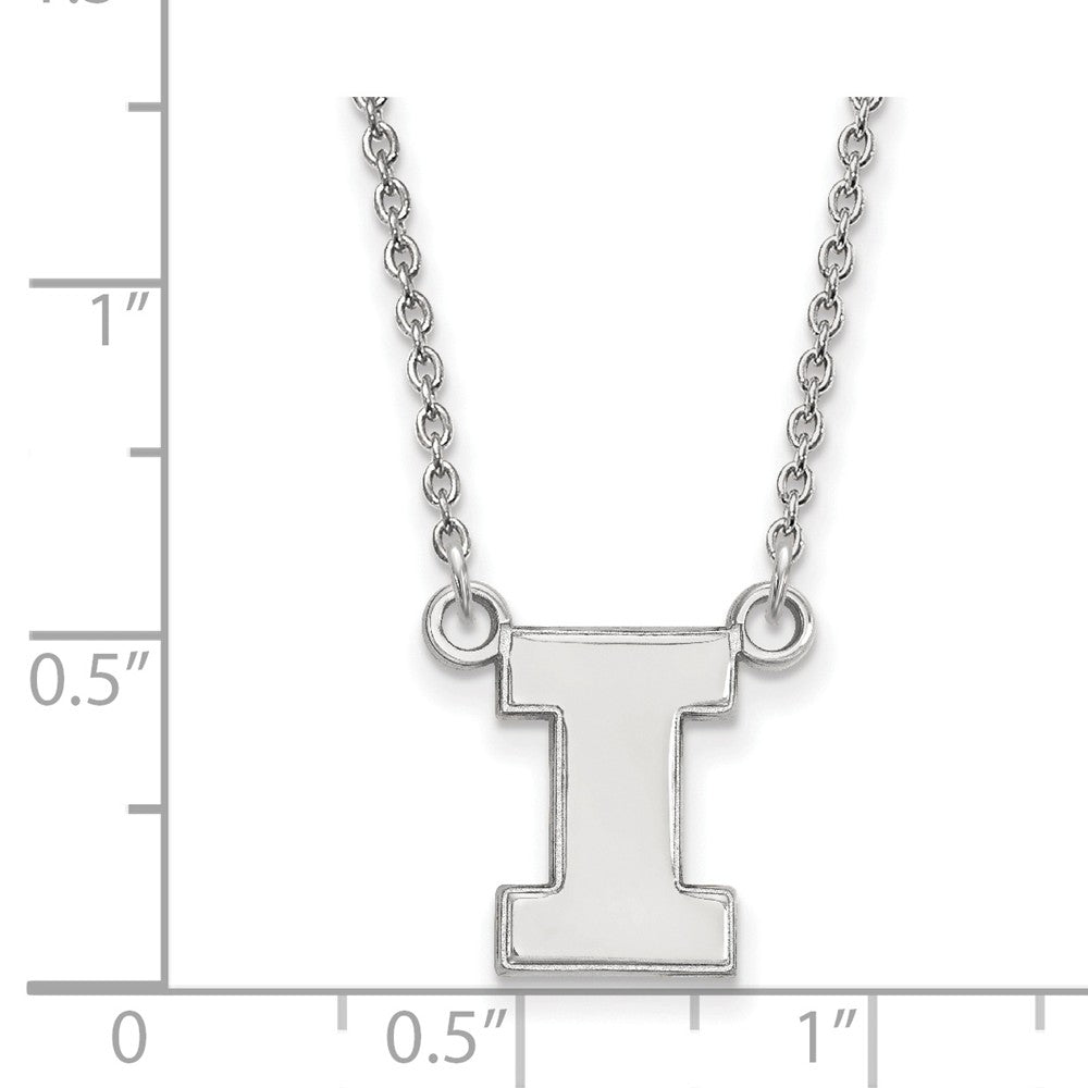 Alternate view of the 14k White Gold U of Illinois Small Initial I Pendant Necklace by The Black Bow Jewelry Co.