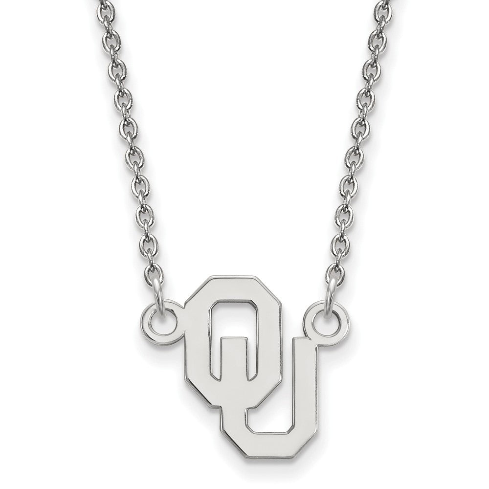 14k White Gold Oklahoma OU Small Pendant Necklace, Item N13402 by The Black Bow Jewelry Co.