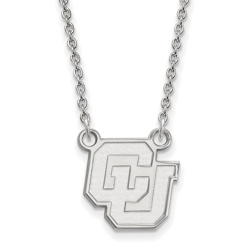14k White Gold U of Colorado Small Pendant Necklace, Item N13416 by The Black Bow Jewelry Co.