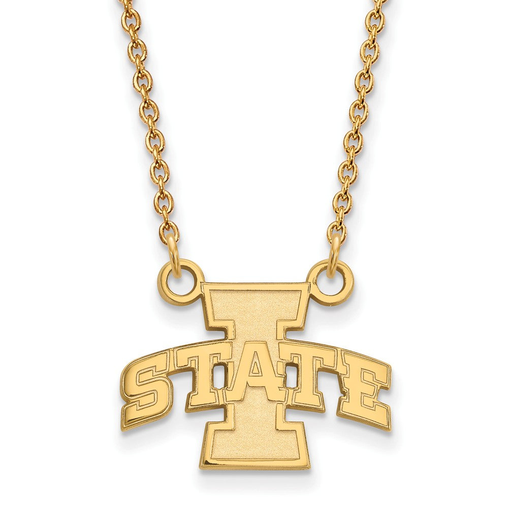 14k Yellow Gold Iowa State Small Pendant Necklace, Item N13470 by The Black Bow Jewelry Co.