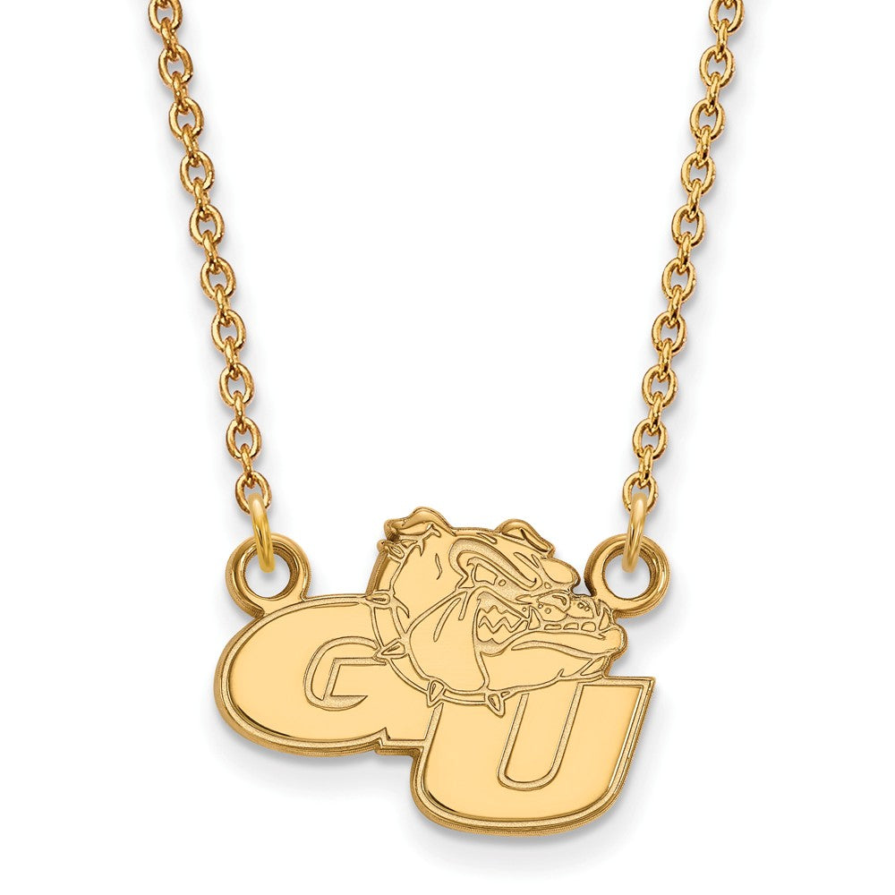 14k Yellow Gold Gonzaga U Small Pendant Necklace, Item N13477 by The Black Bow Jewelry Co.