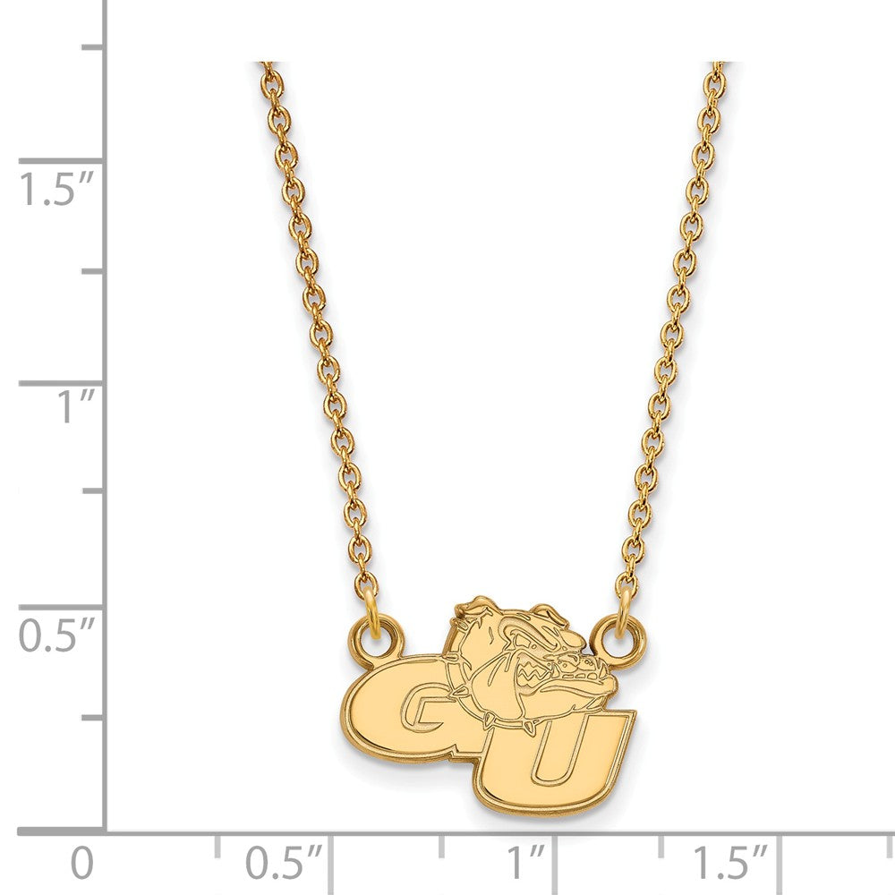 Alternate view of the 14k Yellow Gold Gonzaga U Small Pendant Necklace by The Black Bow Jewelry Co.