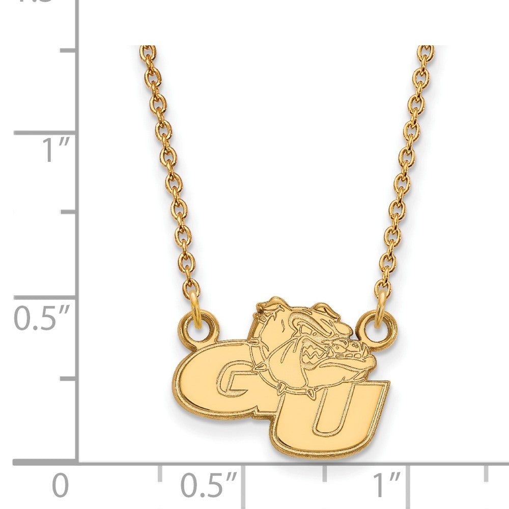 Alternate view of the 14k Yellow Gold Gonzaga U Small Pendant Necklace by The Black Bow Jewelry Co.