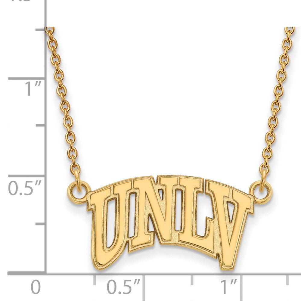 Alternate view of the 14k Yellow Gold U of Nevada Las Vegas Small Pendant Necklace by The Black Bow Jewelry Co.