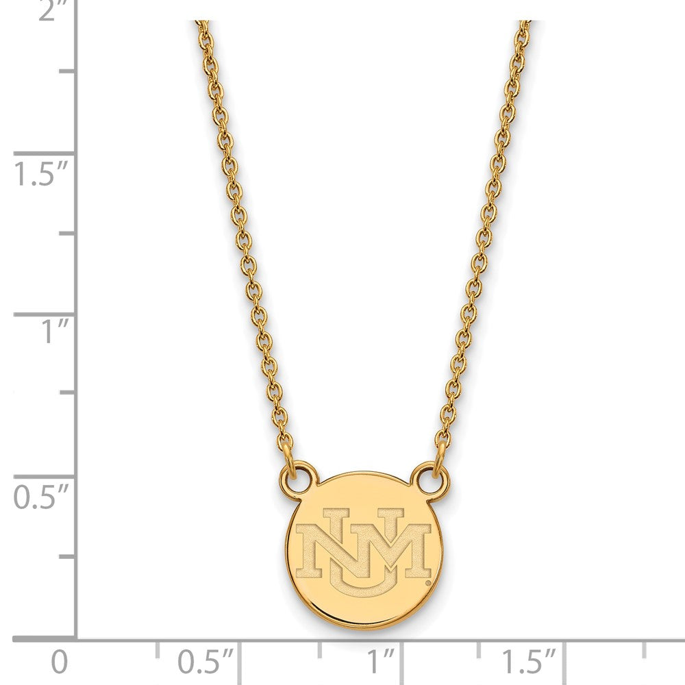 Alternate view of the 14k Yellow Gold U of New Mexico Small Pendant Necklace by The Black Bow Jewelry Co.