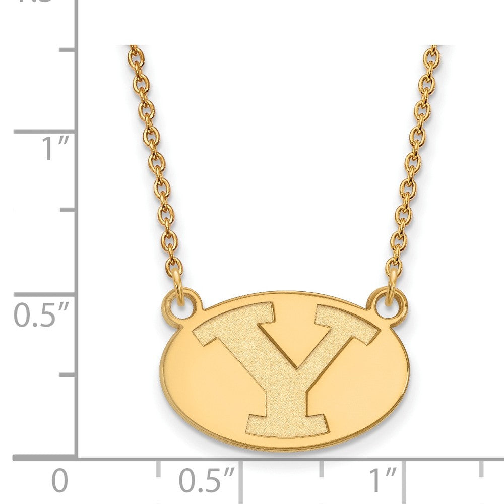 Alternate view of the 14k Yellow Gold Brigham Young U Small Initial Y Pendant Necklace by The Black Bow Jewelry Co.