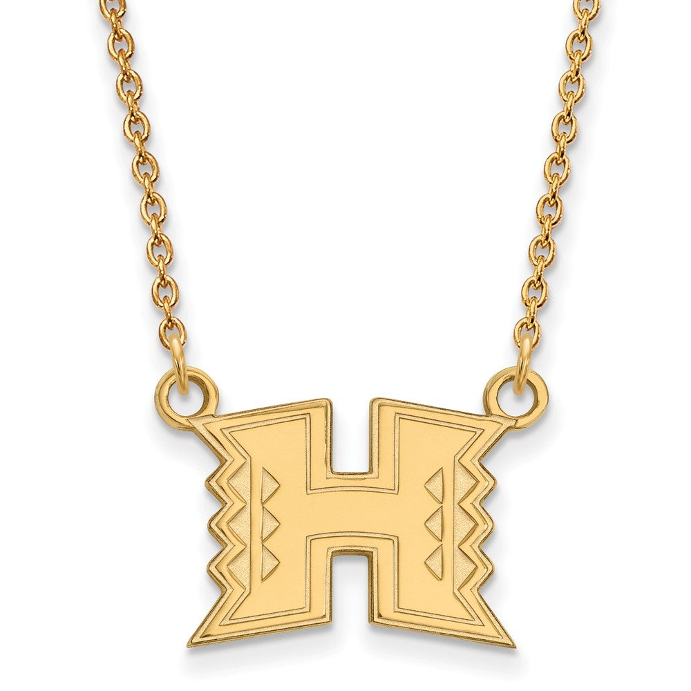 14k Yellow Gold The U of Hawai&#39;i Small Pendant Necklace, Item N13507 by The Black Bow Jewelry Co.