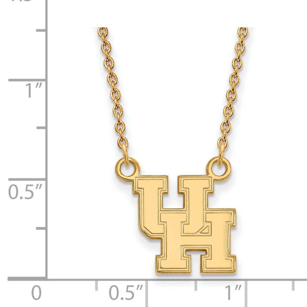 Alternate view of the 14k Yellow Gold U of Houston Small Pendant Necklace by The Black Bow Jewelry Co.