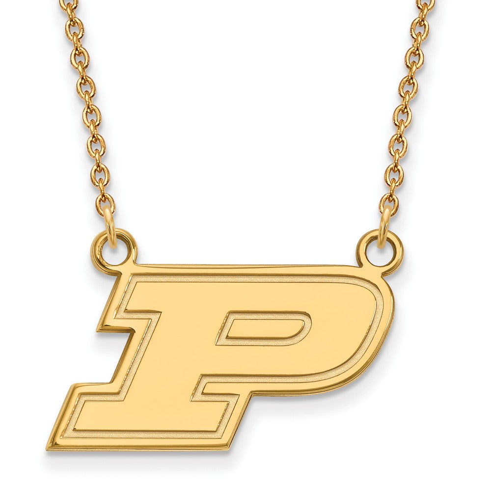14k Yellow Gold Purdue Small Initial P Pendant Necklace, Item N13553 by The Black Bow Jewelry Co.