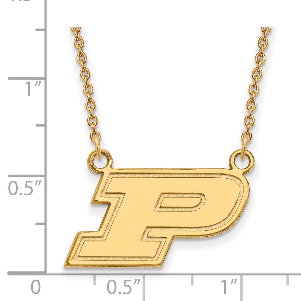 Alternate view of the 14k Yellow Gold Purdue Small Initial P Pendant Necklace by The Black Bow Jewelry Co.