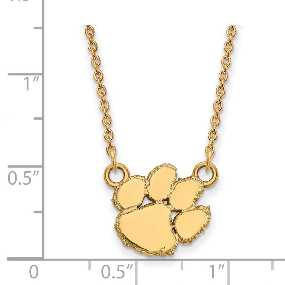 Alternate view of the 14k Yellow Gold Clemson U Small Pendant Necklace by The Black Bow Jewelry Co.