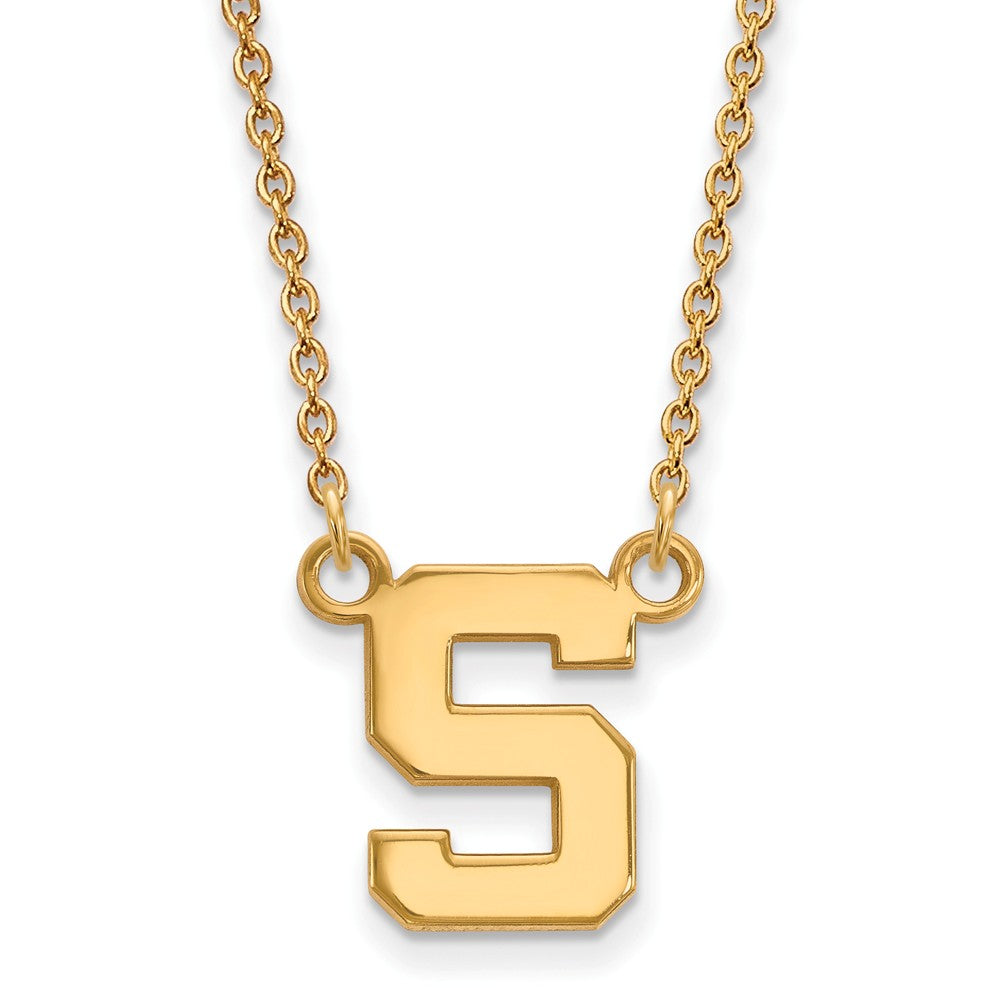 14k Yellow Gold Michigan State Small Initial S Pendant Necklace, Item N13563 by The Black Bow Jewelry Co.