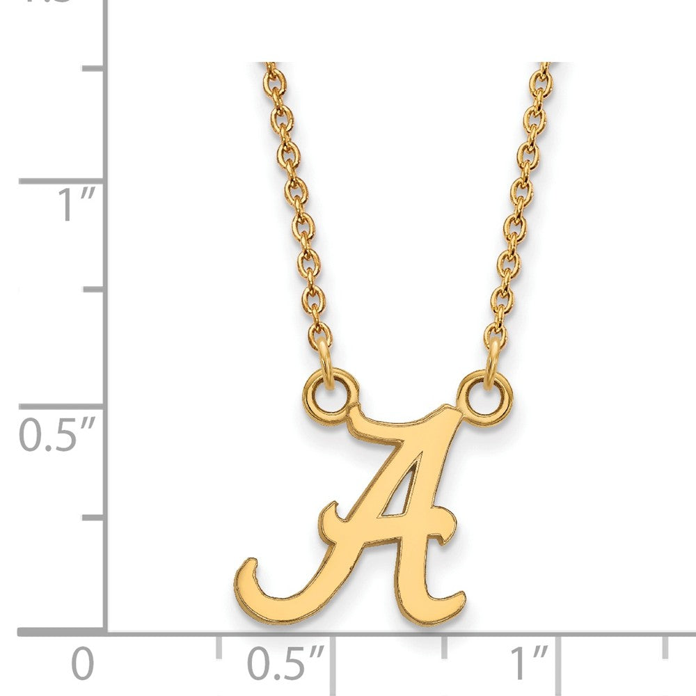 Alternate view of the 14k Yellow Gold U of Alabama Small Initial A Pendant Necklace by The Black Bow Jewelry Co.