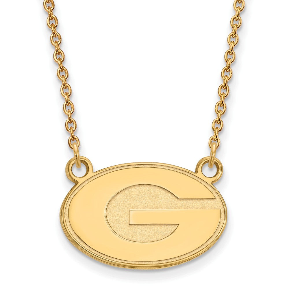 14k Yellow Gold U of Georgia Small &#39;G&#39; Oval Pendant Necklace, Item N13570 by The Black Bow Jewelry Co.