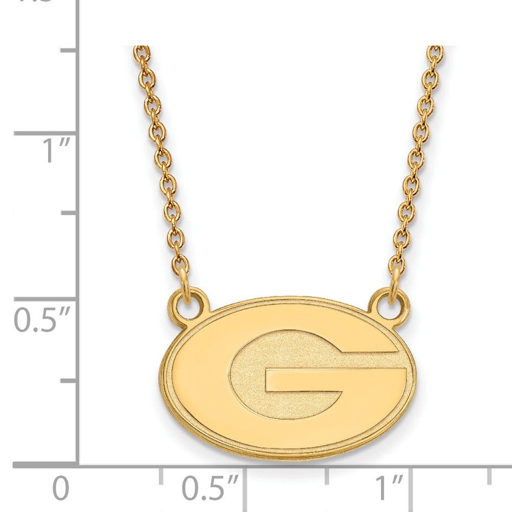 Alternate view of the 14k Yellow Gold U of Georgia Small &#39;G&#39; Oval Pendant Necklace by The Black Bow Jewelry Co.
