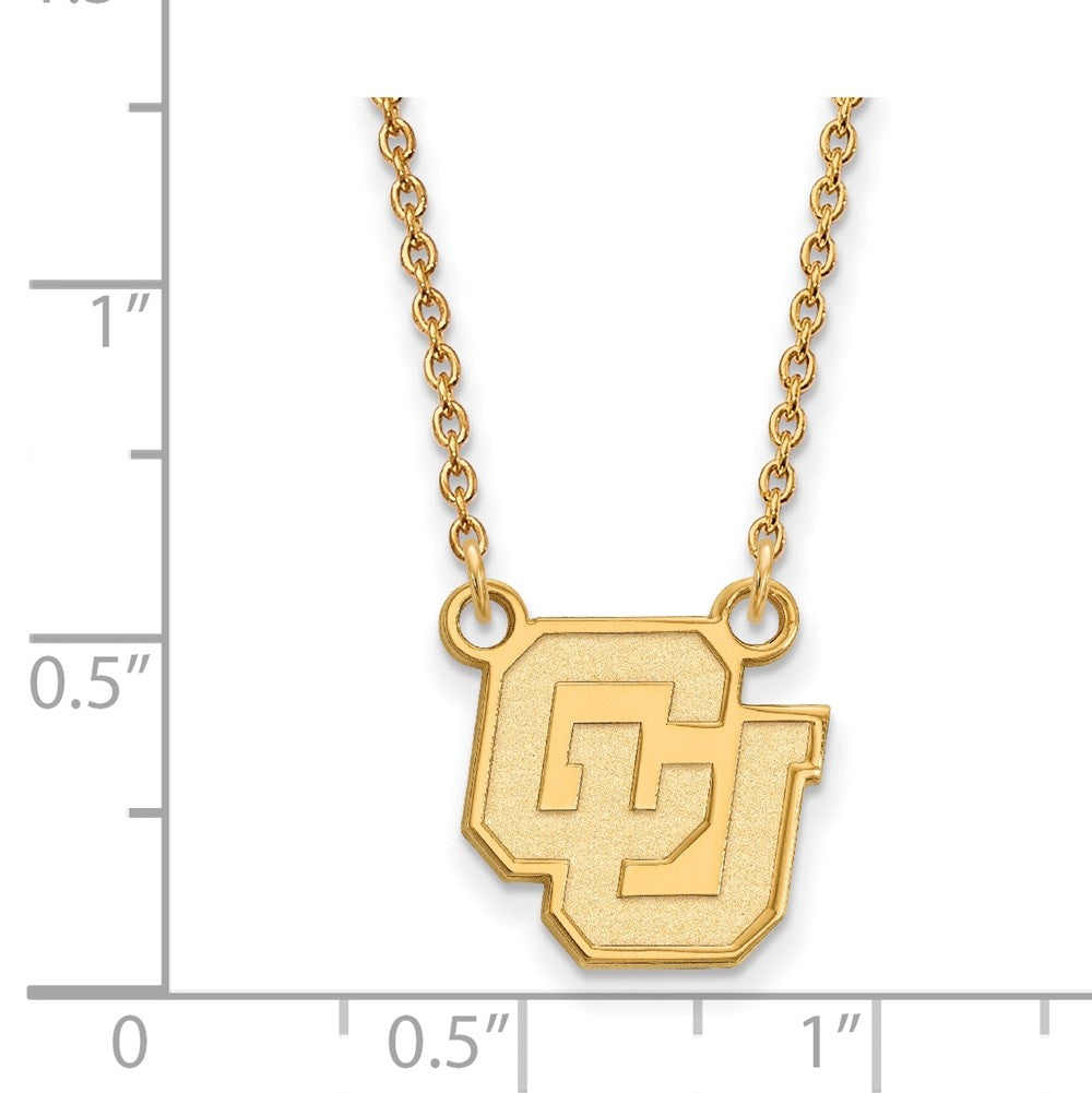Alternate view of the 14k Yellow Gold U of Colorado Small Pendant Necklace by The Black Bow Jewelry Co.