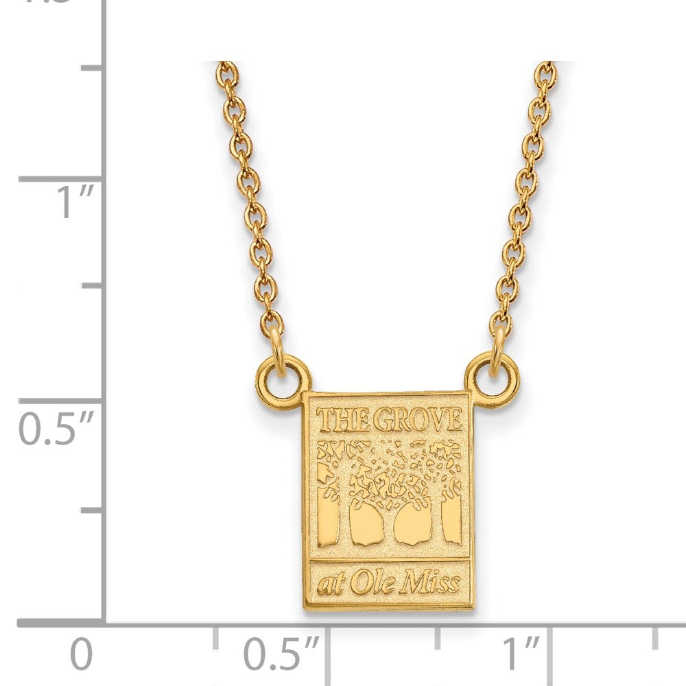 Alternate view of the 14k Yellow Gold U of Mississippi Small Pendant Necklace by The Black Bow Jewelry Co.
