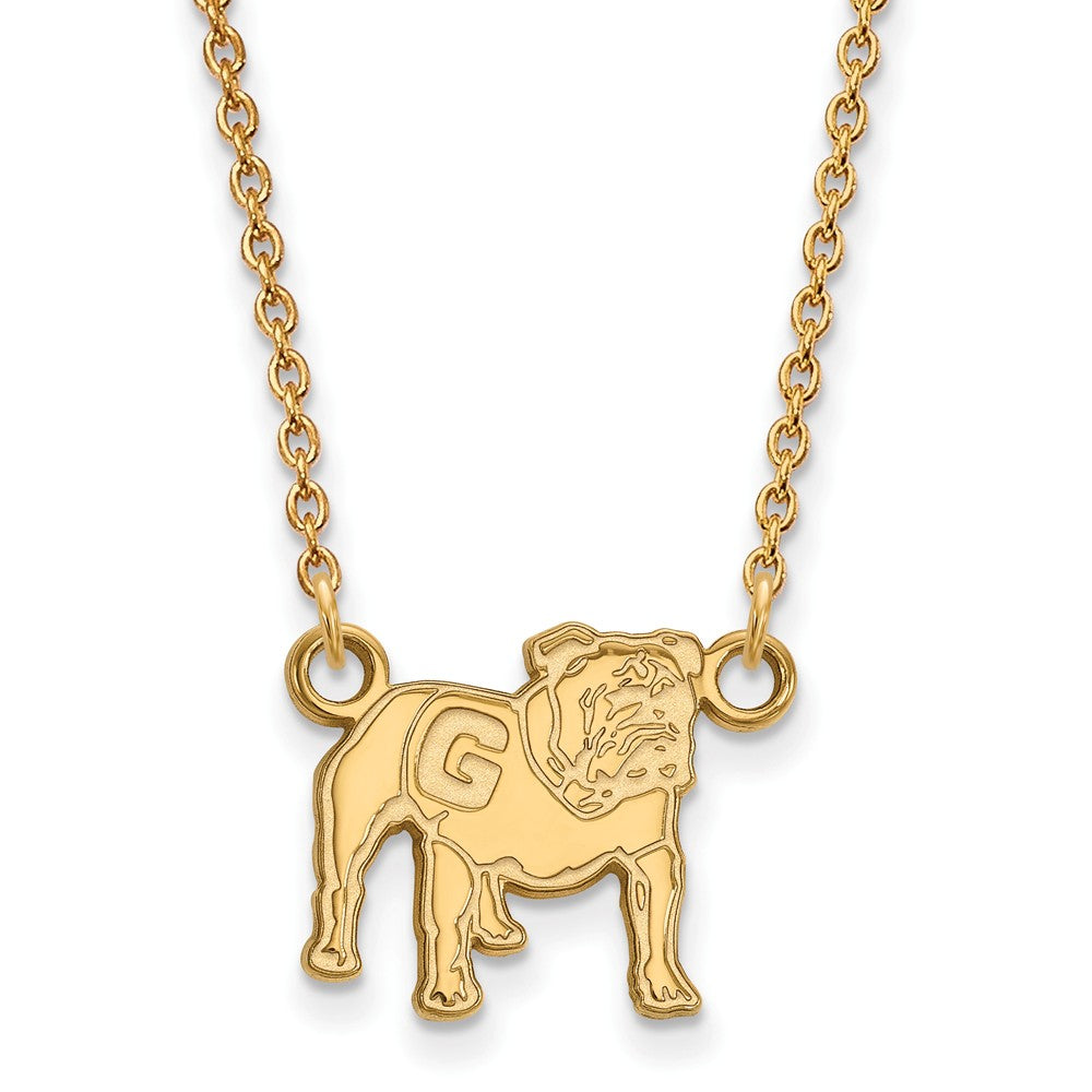 14k Yellow Gold U of Georgia Small Standing Bulldog Necklace, Item N13629 by The Black Bow Jewelry Co.