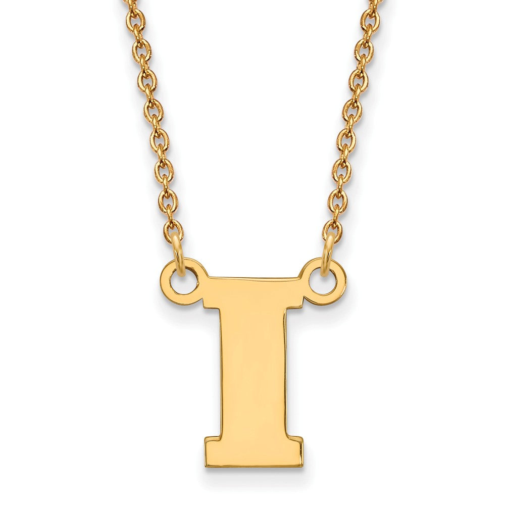 14k Yellow Gold U of Iowa Small Initial I Pendant Necklace, Item N13632 by The Black Bow Jewelry Co.