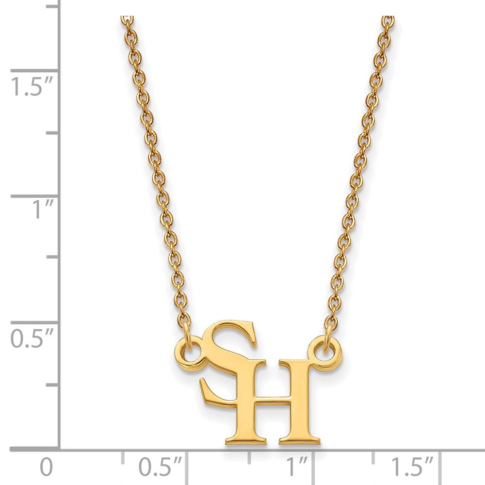 Alternate view of the 14k Gold Plated Silver Sam Houston State Small Pendant Necklace by The Black Bow Jewelry Co.