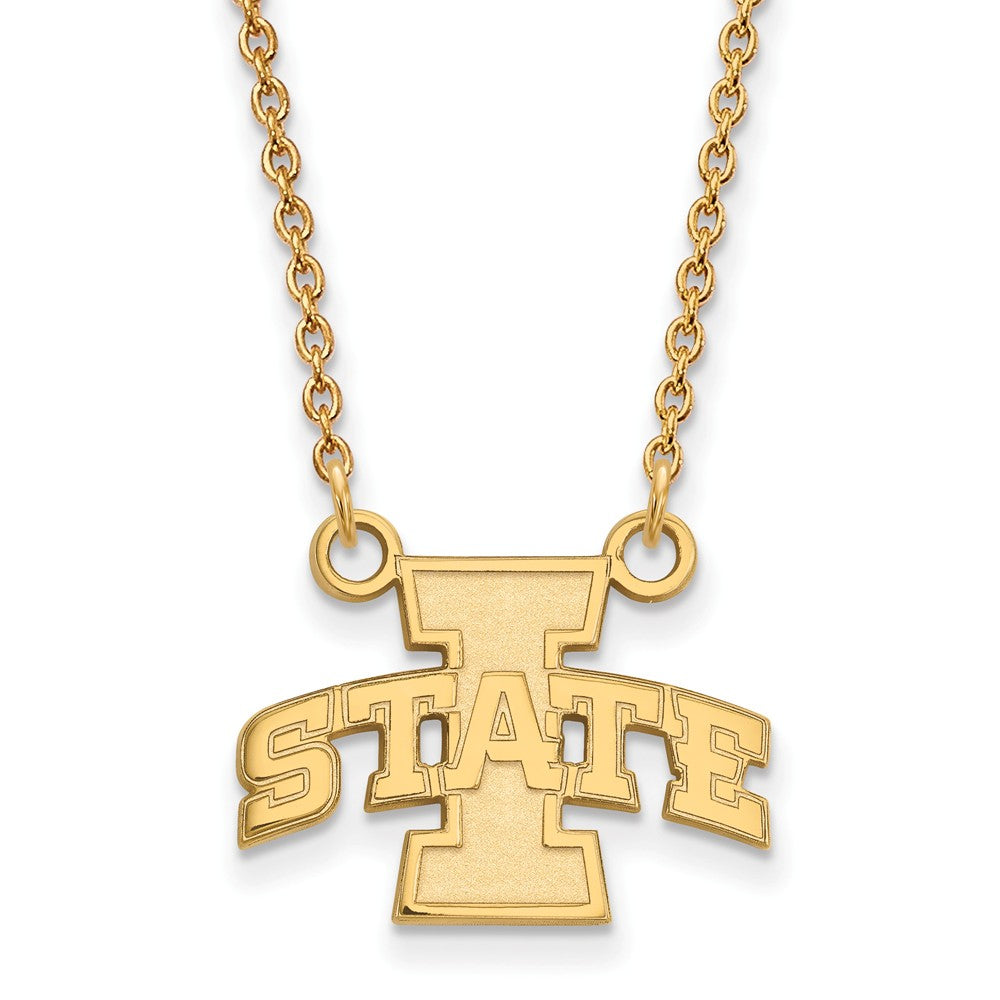 14k Gold Plated Silver Iowa State Small Pendant Necklace, Item N13646 by The Black Bow Jewelry Co.