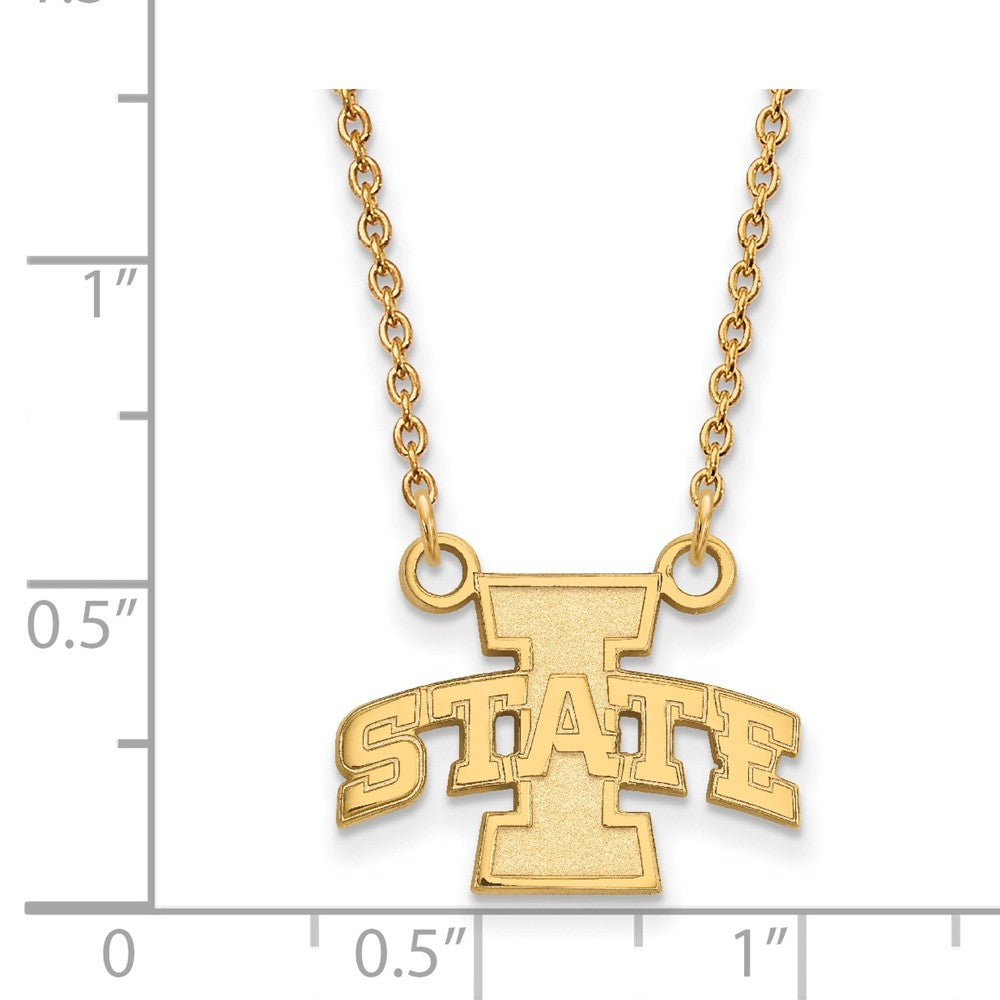 Alternate view of the 14k Gold Plated Silver Iowa State Small Pendant Necklace by The Black Bow Jewelry Co.