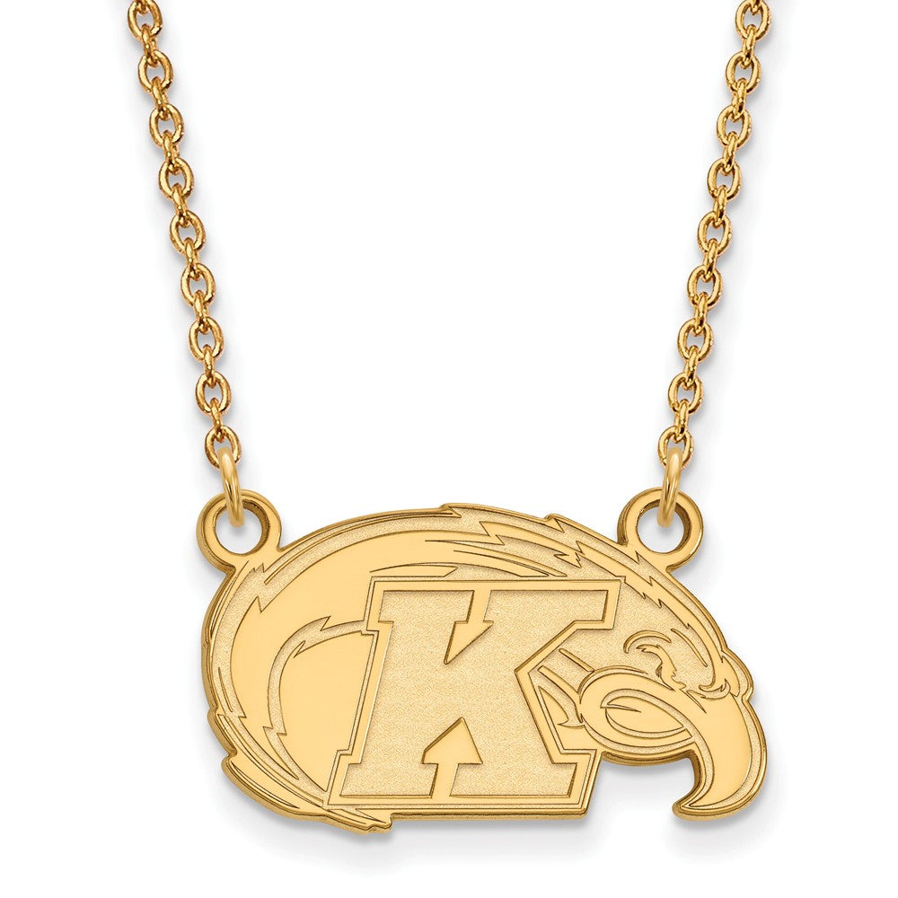 14k Gold Plated Silver Kent State Small Pendant Necklace, Item N13663 by The Black Bow Jewelry Co.