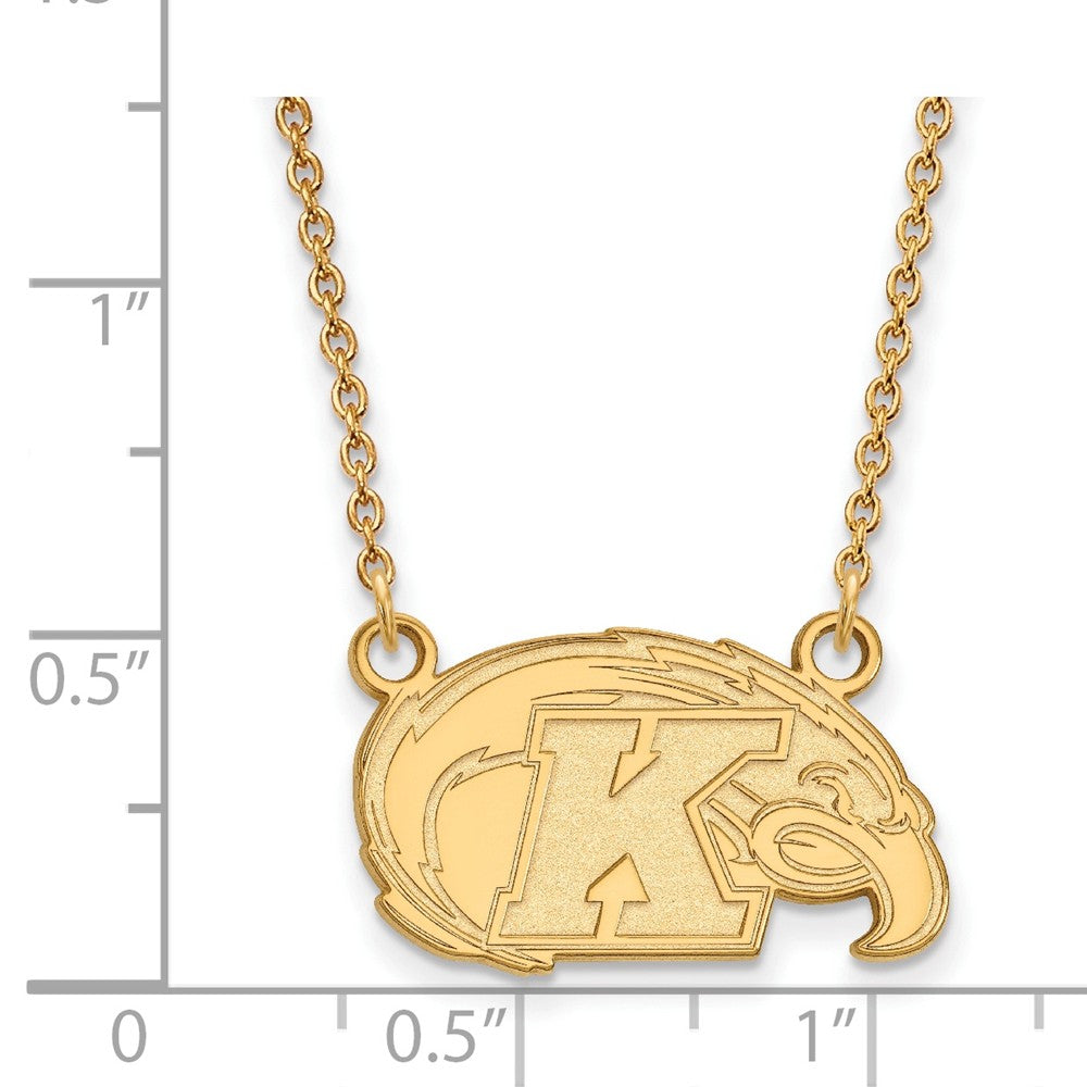Alternate view of the 14k Gold Plated Silver Kent State Small Pendant Necklace by The Black Bow Jewelry Co.
