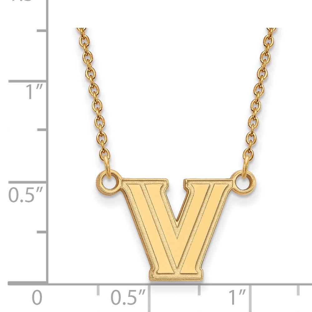 Alternate view of the 14k Gold Plated Silver Villanova U Small Pendant Necklace by The Black Bow Jewelry Co.