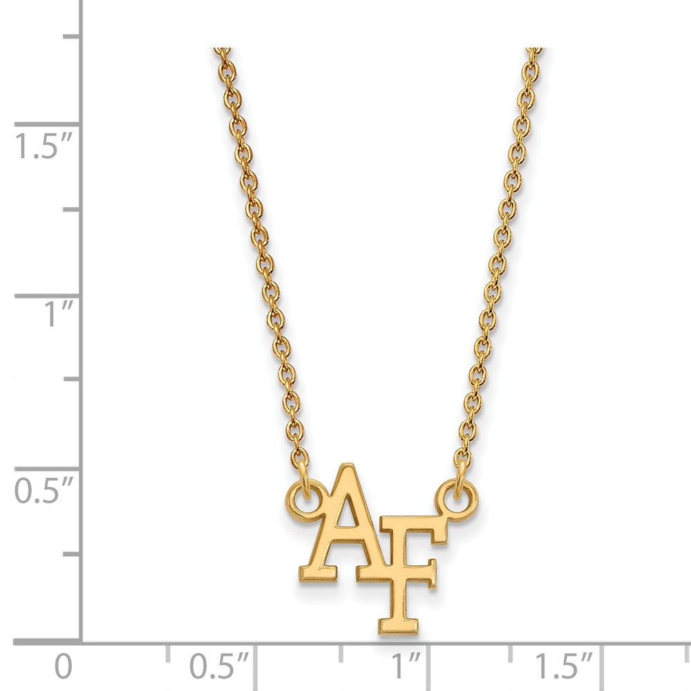 Alternate view of the 14k Gold Plated Silver Air Force Academy Small Pendant Necklace by The Black Bow Jewelry Co.