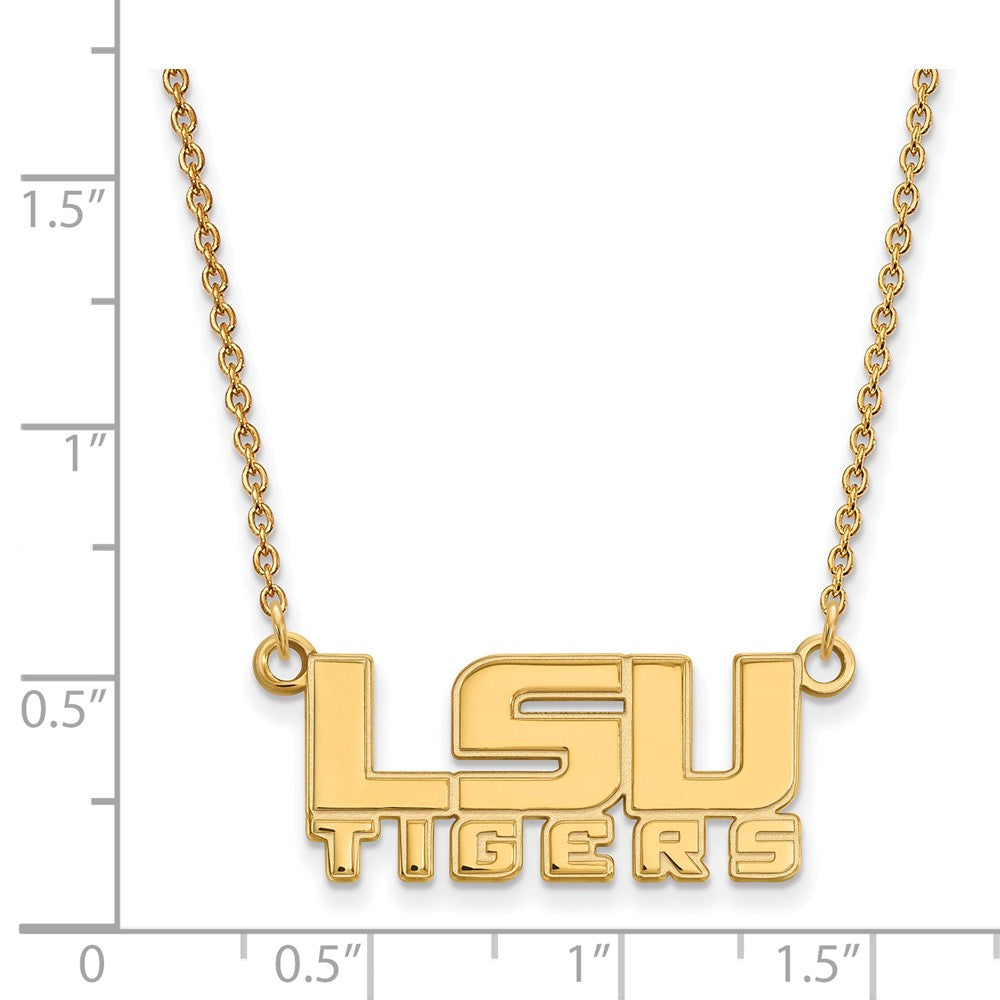 Alternate view of the 14k Gold Plated Silver Louisiana State Sm LSU Pendant Necklace by The Black Bow Jewelry Co.