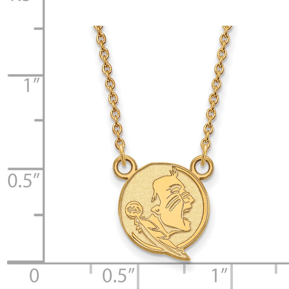 Alternate view of the 14k Gold Plated Silver Florida State Sm Seminole Pendant Necklace by The Black Bow Jewelry Co.