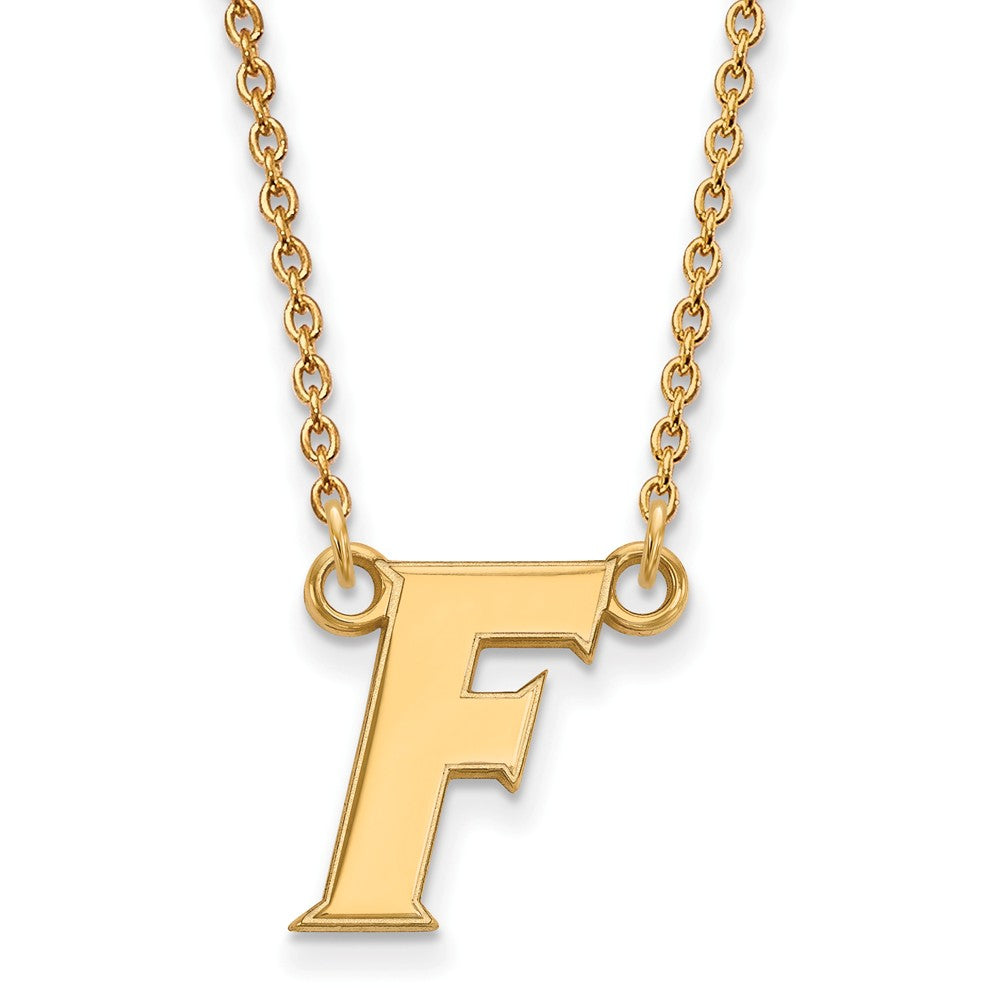 14k Gold Plated Silver U of Florida Small Initial F Pendant Necklace, Item N13819 by The Black Bow Jewelry Co.