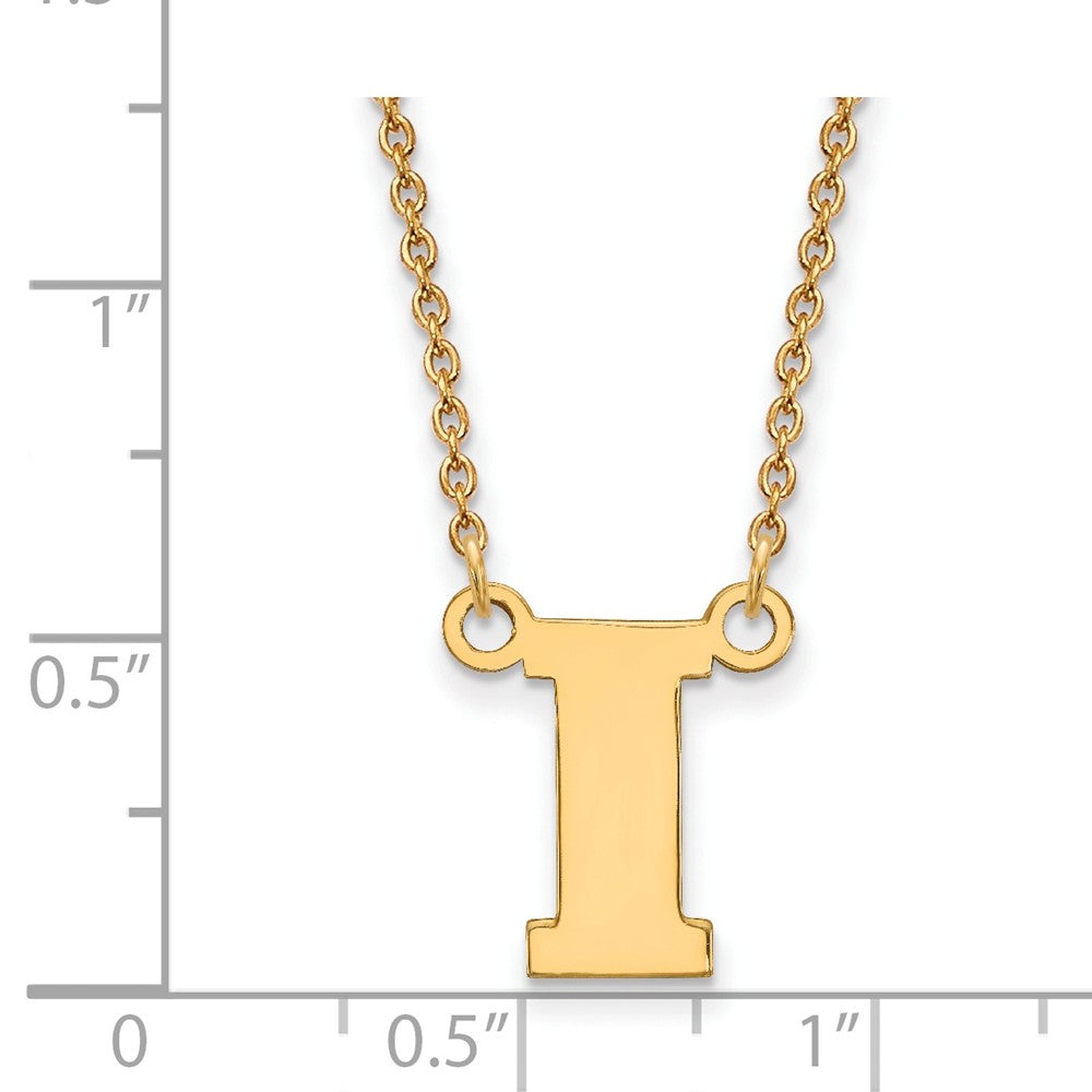 Alternate view of the 14k Gold Plated Silver U of Iowa Small Initial I Pendant Necklace by The Black Bow Jewelry Co.