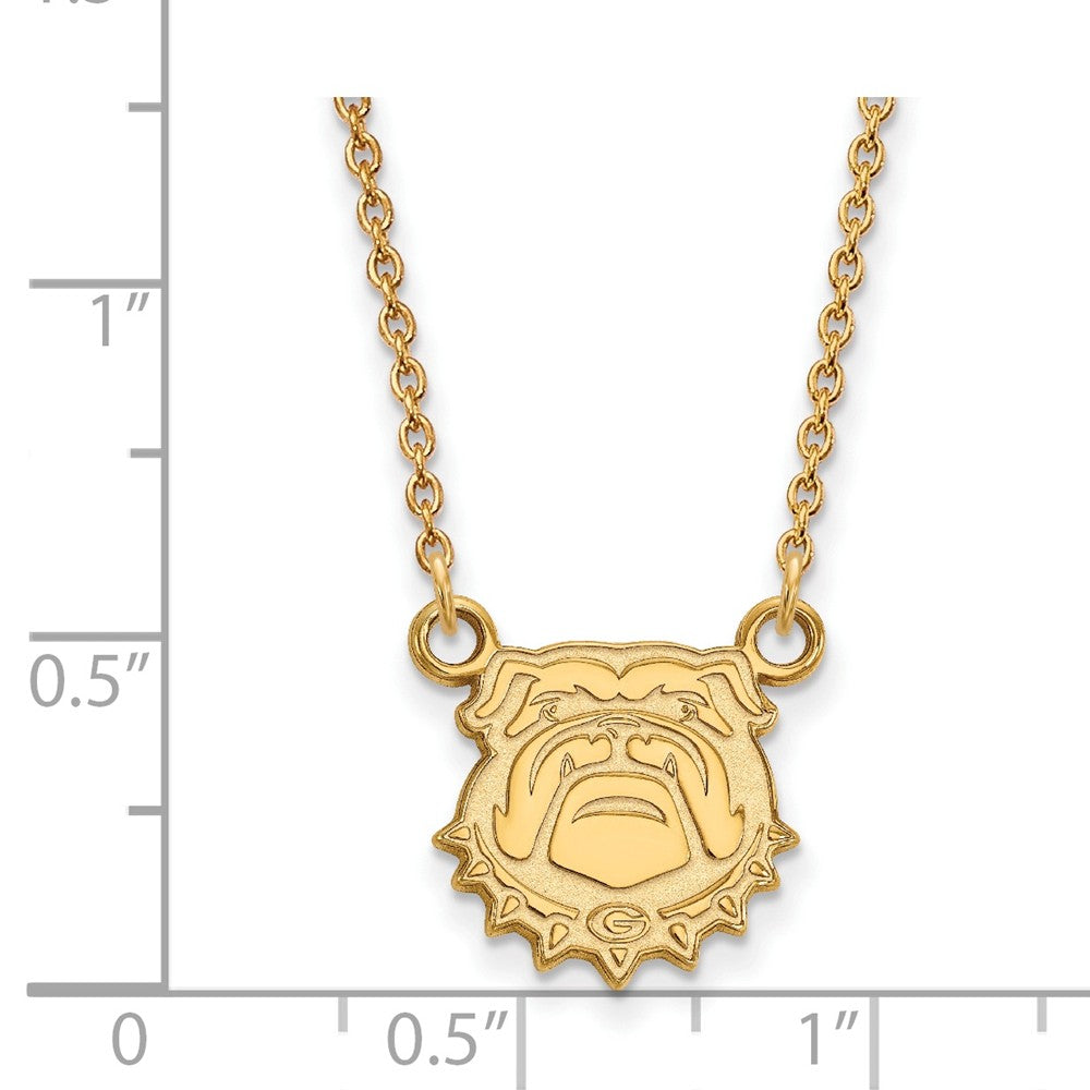 Alternate view of the 14k Gold Plated Silver U of Georgia Small Pendant Necklace by The Black Bow Jewelry Co.