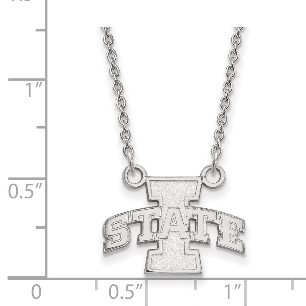 Alternate view of the Sterling Silver Iowa State Small &#39;I State&#39; Pendant Necklace by The Black Bow Jewelry Co.