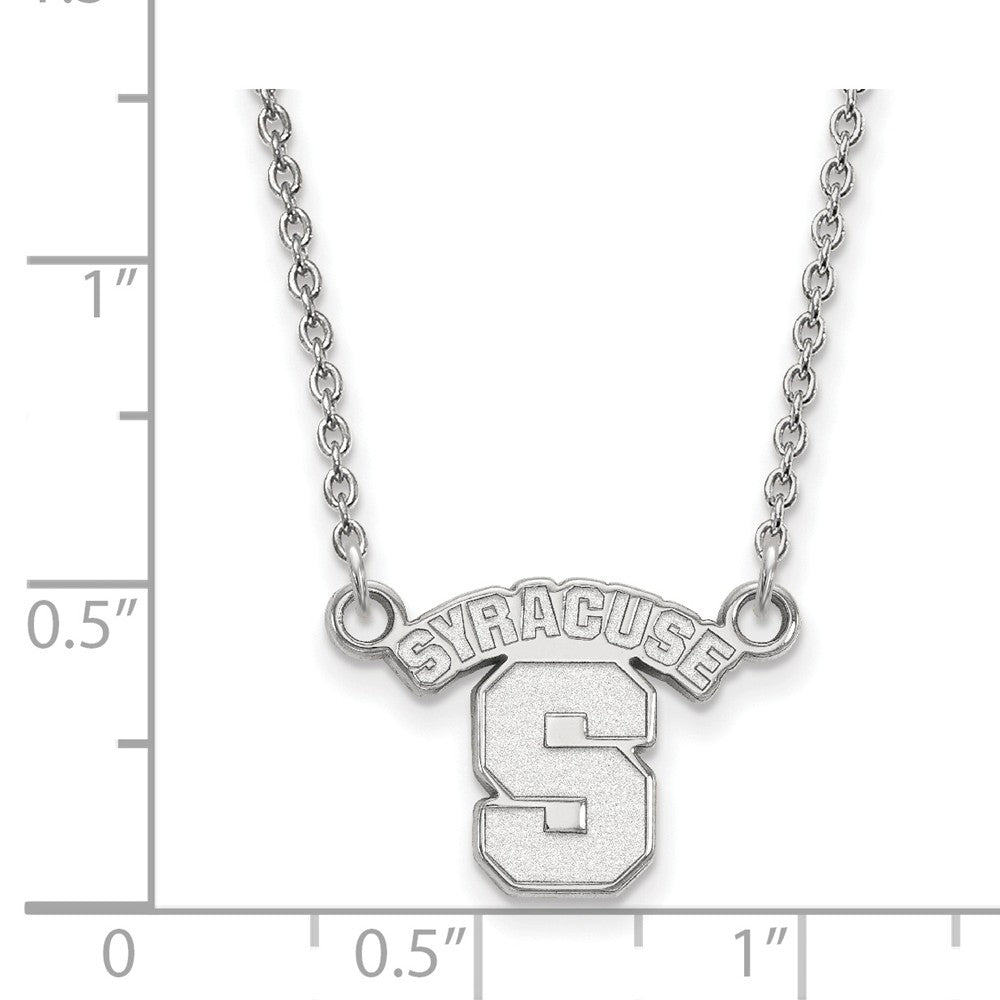 Alternate view of the Sterling Silver Syracuse U Small Logo Pendant Necklace by The Black Bow Jewelry Co.