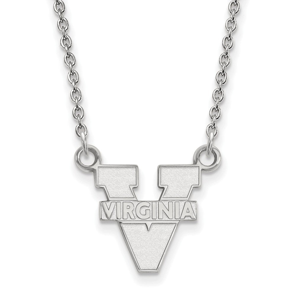 Sterling Silver U of Virginia Small &#39;V&#39; Logo Pendant Necklace, Item N13956 by The Black Bow Jewelry Co.